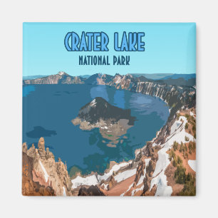 Crater Sjö nationalpark Oregon Vintage Magnet