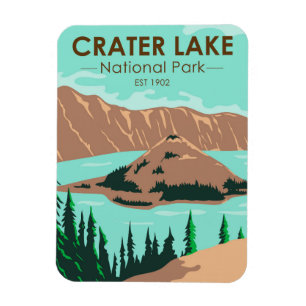 Crater Sjö nationalpark Oregon Vintage Magnet