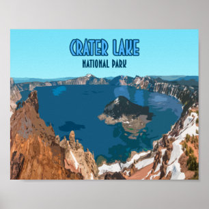 Crater Sjö nationalpark Oregon Vintage Poster