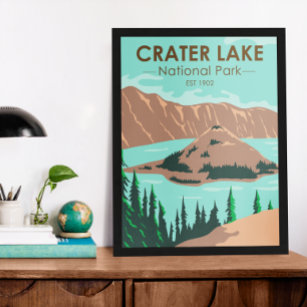Crater Sjö nationalpark Oregon Vintage Poster