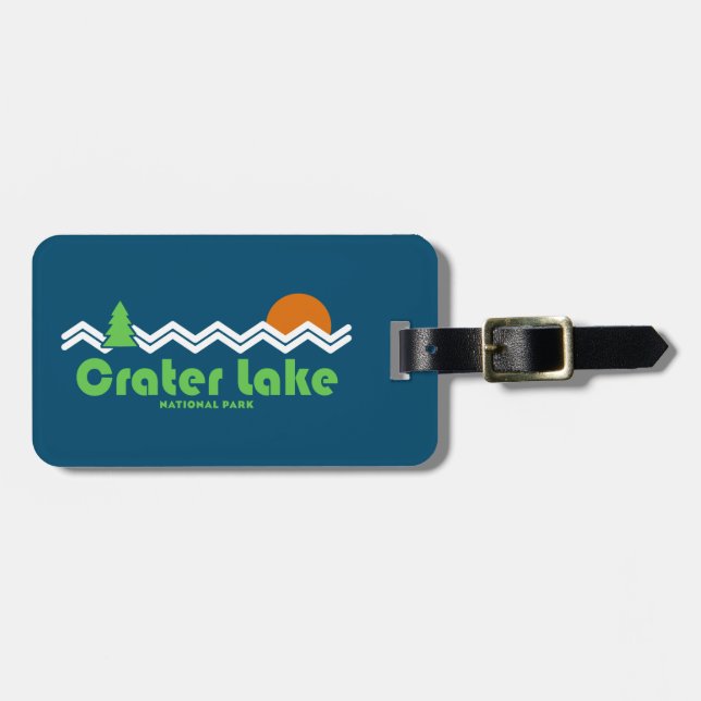 Crater Sjö nationalpark Retro Bagagebricka (Horisontell Framsida)