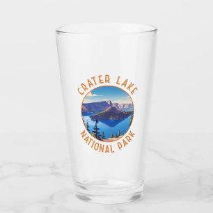 Crater Sjö nationalpark Retro Distress Circle Glaskopp