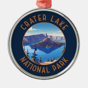 Crater Sjö nationalpark Retro Distress Circle Julgransprydnad Metall