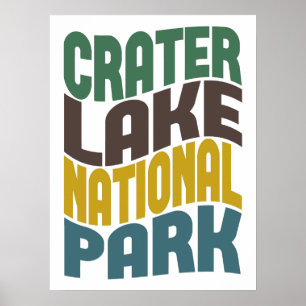 Crater Sjö nationalpark Retro Wave Poster