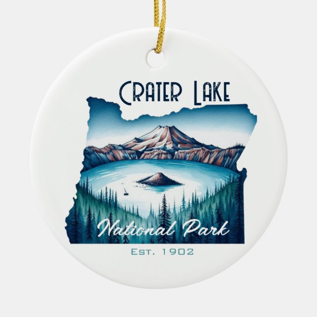 Crater Sjö nationalpark Souvenir Gift Julgransprydnad Keramik (Framsidan)