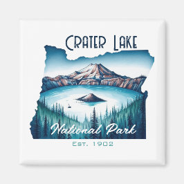 Crater Sjö nationalpark Souvenir Gift Magnet
