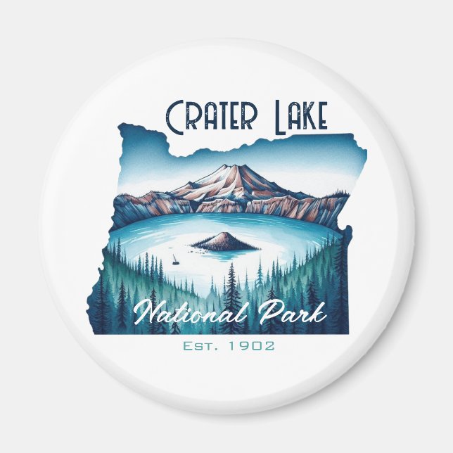 Crater Sjö nationalpark Souvenir Gift Magnet (Framsidan)