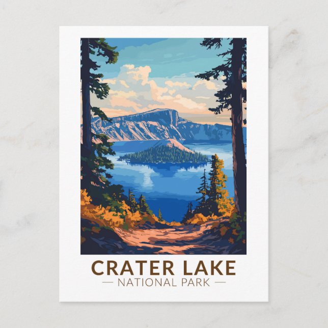Crater Sjö nationalpark Travel Art Vintage Vykort (Framsida)