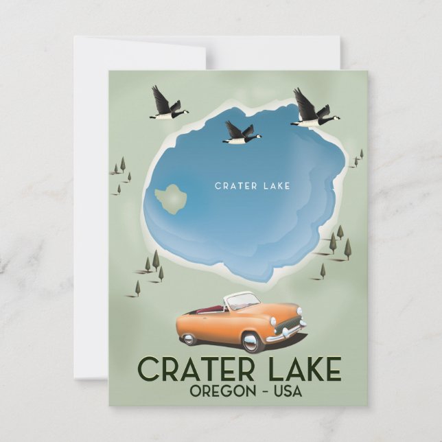 Crater Sjö Oregon Travel karta poster (Framsida)