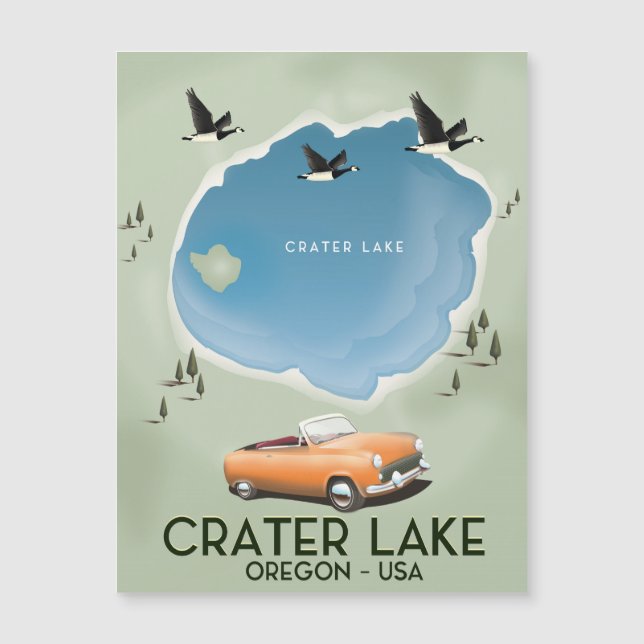 Crater Sjö Oregon Travel karta poster (Framsida)