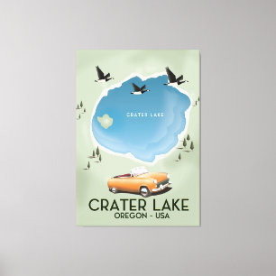 Crater Sjö Oregon Travel karta poster Canvastryck