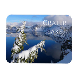Crater Sjö, Winter, National Park, Oregon Magnet