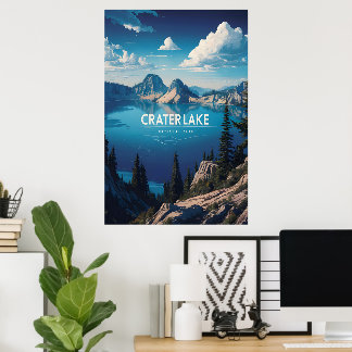 Crater Sjöar Tranquil Blue Poster