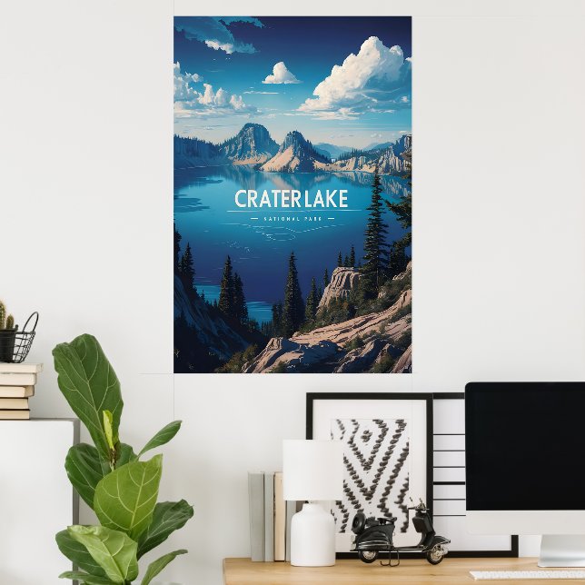 Crater Sjöar Tranquil Blue Poster (Hemmakontoret)