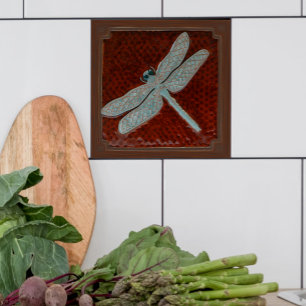 Crateur Dragonfly Tile, Brown och turkos Kakelplatta