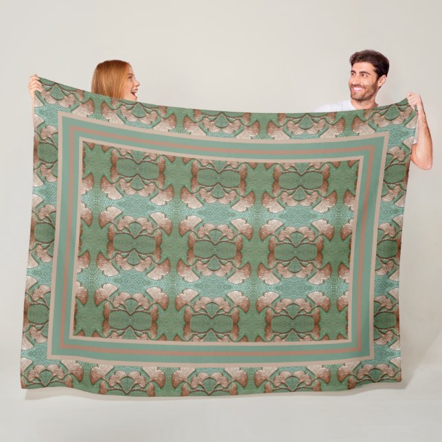 Crateur Gingko-filt med gräns Fleecefilt (På plats)