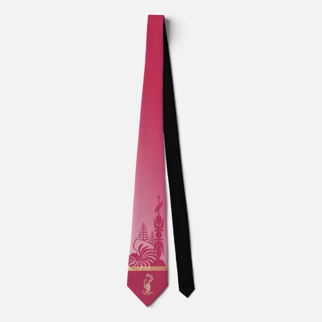Cravate flèche faîtière kanak. Rouge framboise.  Slips (Framsida)