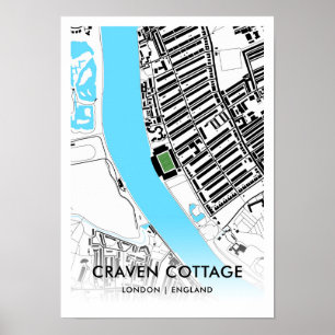 Craven Cottage Stadium Karta - Hem för Fulham FC Poster