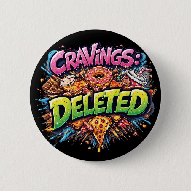 Cravings Deleted – Bold Comic Junk Food Graphic Knapp (Framsida)