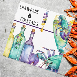 Crawdads Cocktails och Mardi Gras Party Inbjudningar