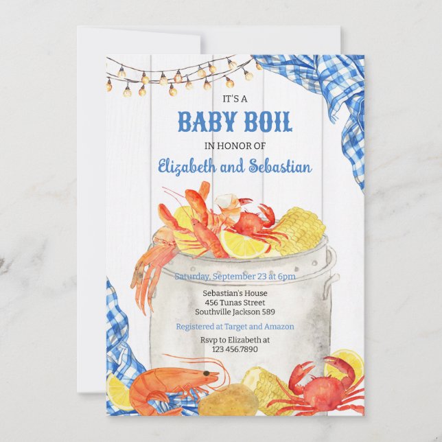 Crawfish Boil Baby Shower Invitation Inbjudningar (Framsida)