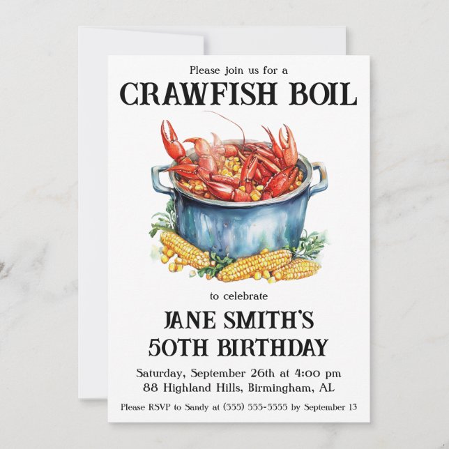 Crawfish Boil Birthday Party Inbjudningar (Framsida)