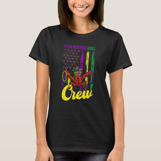 Crawfish Boil Crew Beads Mardi Gras Flag Kids Todd T Shirt (Framsida)