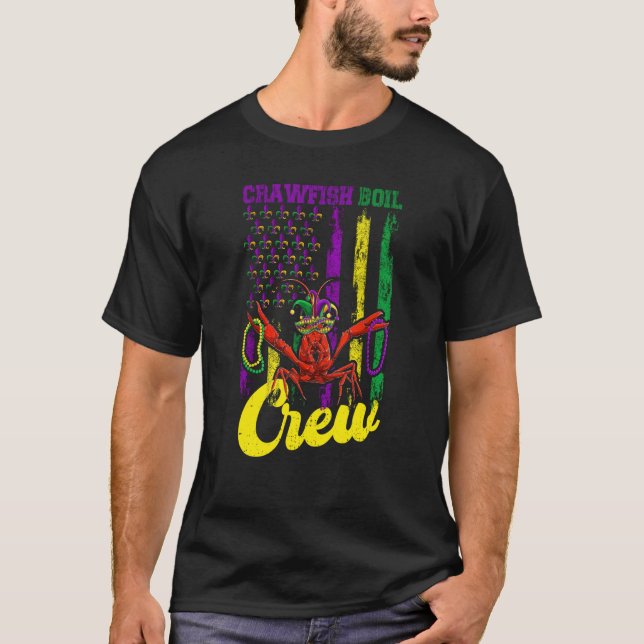 Crawfish Boil Crew Beads Mardi Gras Flag Kids Todd T Shirt (Framsida)