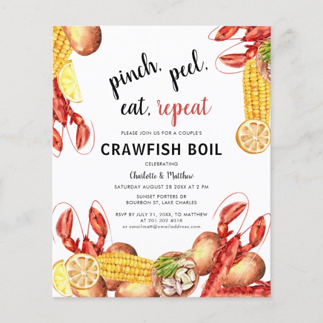 Crawfish Boil Script Engagement Party Invitation (Framsida)