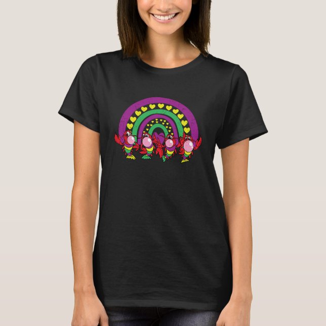 Crawfish Bubblegum Boho Rainbow Mardi Gras Carniva T Shirt (Framsida)