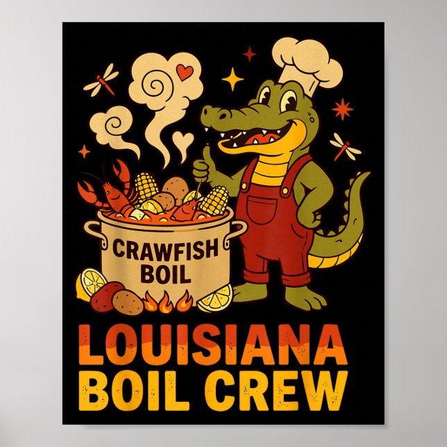 Crawfish Cajun Louisiana Boil Alligator Bayou Retr Poster (Framsidan)