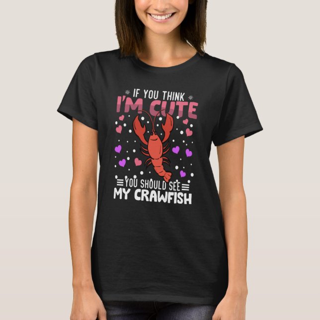 Crawfish Heart Valentine's Day Animal For Womens K T Shirt (Framsida)
