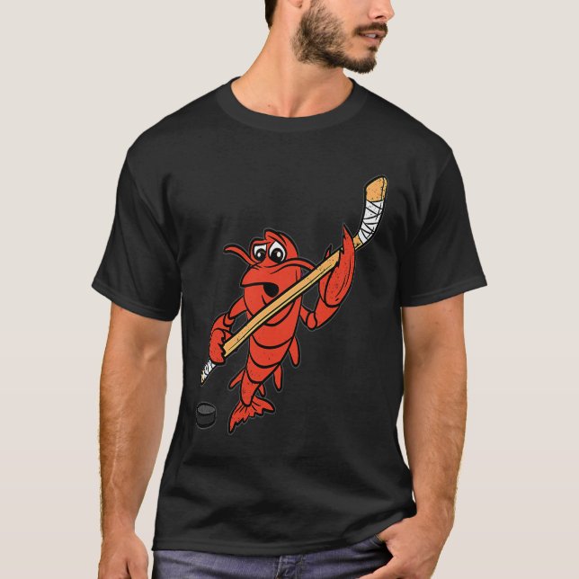 Crawfish Hockey Player Mardi Gras Sport Carnival P T Shirt (Framsida)