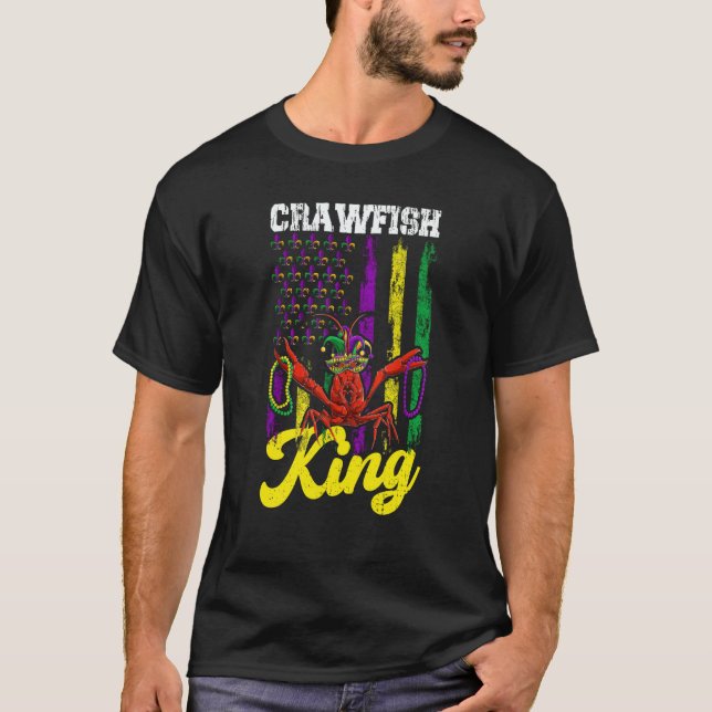 Crawfish King Beads Mardi Gras Flag Dab Kids Toddl T Shirt (Framsida)