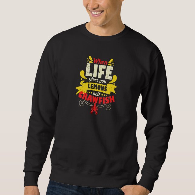 Crawfish Liv Går Du Citroner Retro Cajun Södra Lång Ärmad Tröja (Framsida)