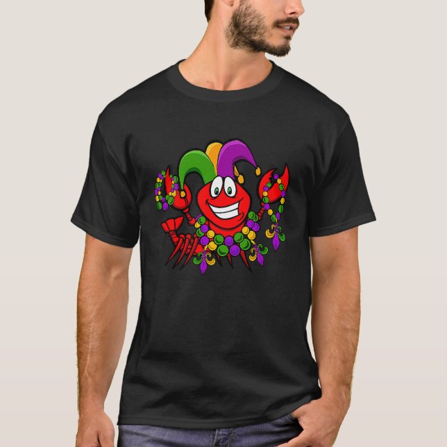 Crawfish Mardi Gras Tee Jester Lobster Crayfish Fa (Framsida)