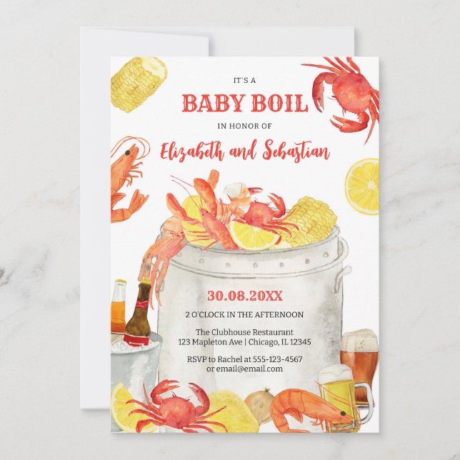 Crawfish Seafood Boil Baby Shower Invitation Inbjudningar (Framsida)