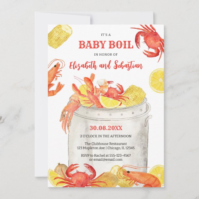 Crawfish Seafood Boil Baby Shower Invitation Inbjudningar (Framsida)
