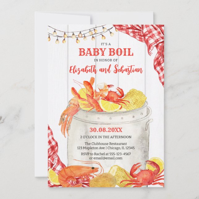 Crawfish Seafood Boil Baby Shower Invitation Inbjudningar (Framsida)