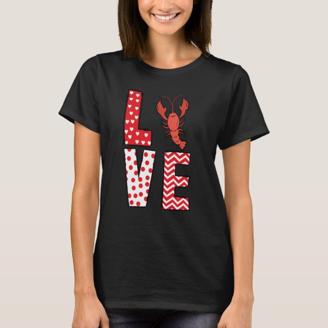Crawfish Valentines Day Love Valentine Cute Hearts T Shirt (Framsida)