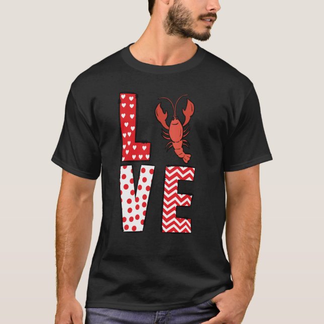 Crawfish Valentines Day Love Valentine Cute Hearts T Shirt (Framsida)