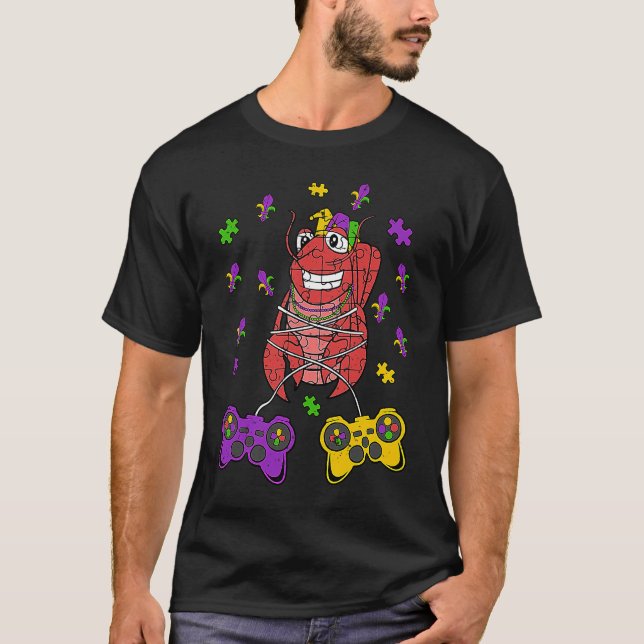 Crawfish Video Game Controller Mardi Gras  Gaming  T Shirt (Framsida)