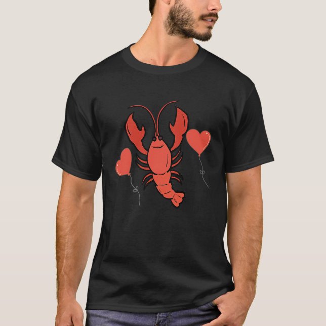 Crawfish With Heart Balloon Valentines Day Love Bo T Shirt (Framsida)