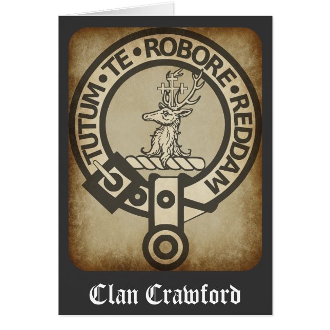 Crawford Crest Märke Antik Hälsningskort (Framsidan)