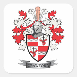 Crawford Family Crest Jackar om Arm Fyrkantigt Klistermärke