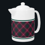 Crawford Klan Tartan Maroon Play<br><div class="desc">Tekanna med Crawford-familjens klan mönster. Den traditionella vintagen Scottish plaid från 1842 i maron,  grönt och vitt. Välj mellan två storlekar. Matchning av tekopp och mugg finns tillgänglig.</div>