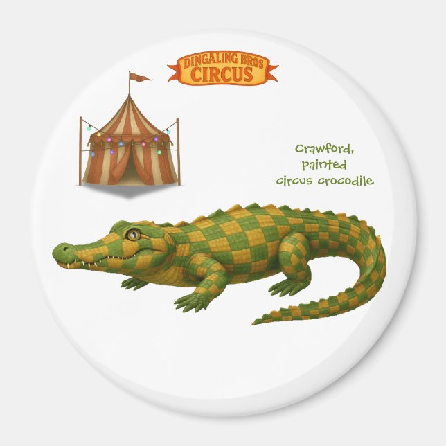 Crawford, målad cirkus krokodil magnet (Framsidan)
