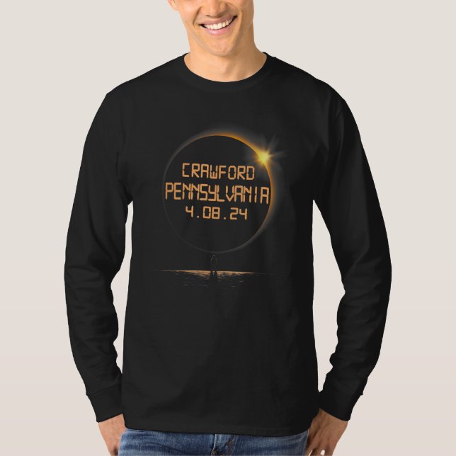 Crawford Pennsylvania PA Total Solar Eclipse April T Shirt (Framsida)
