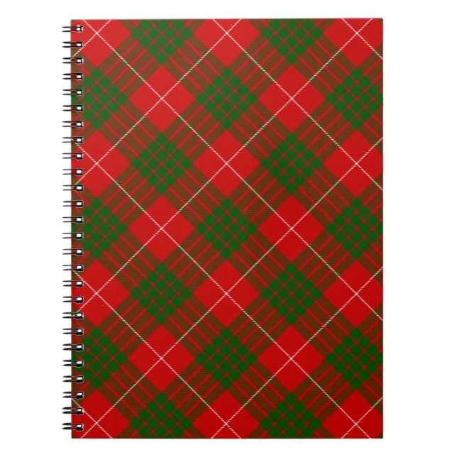 Crawford tartan Red grönt plaid Anteckningsbok Med Spiral (Framsidan)