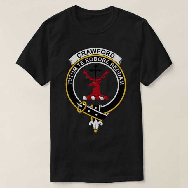 Crawford Vapensköld Tartan Klan Scottish Klan T Shirt (Design framsida)